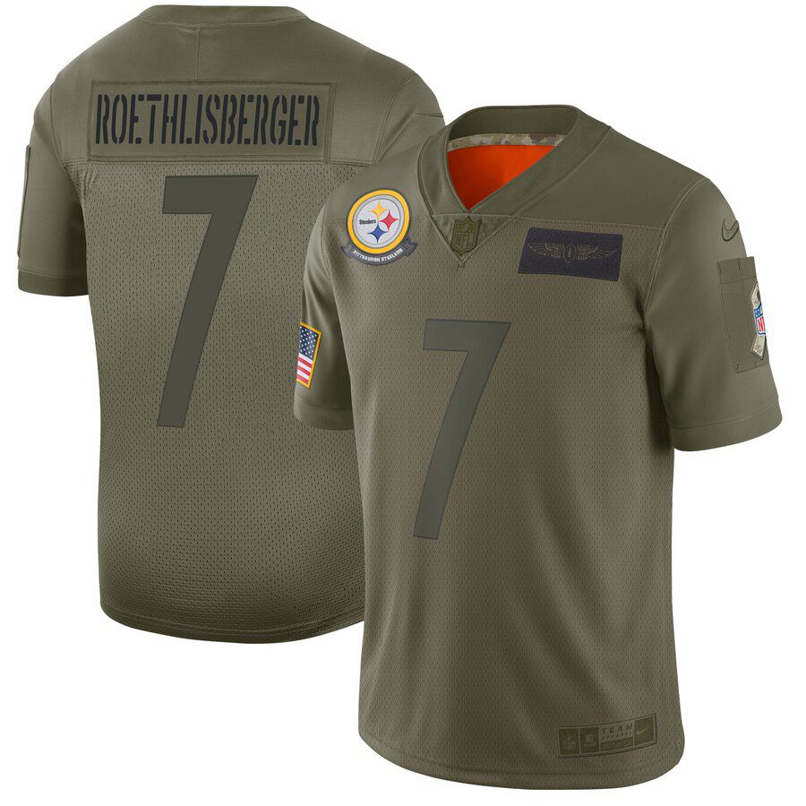 Men Pittsburgh Steelers #7 Roethlisberger Green Nike Olive Salute To Service Limited NFL Jerseys->arizona cardinals->NFL Jersey